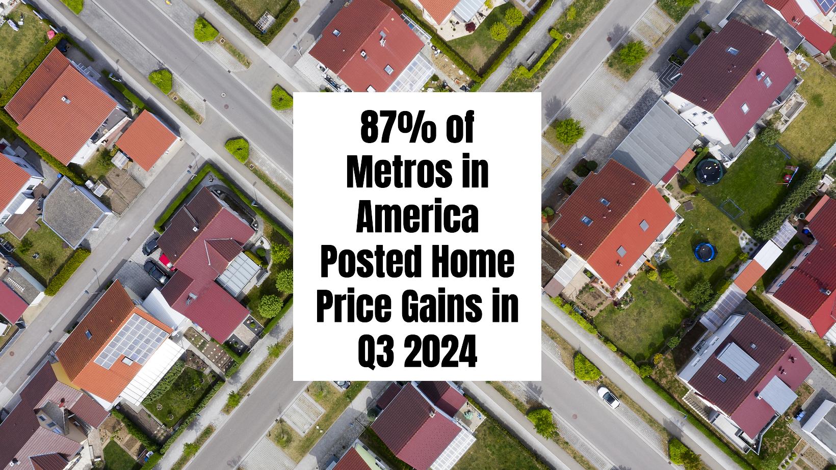 87% of Metros in America Posted Home Price Gains in Q3 2024